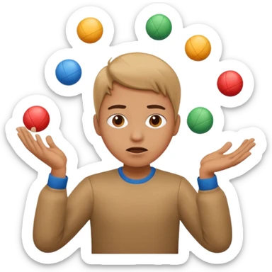 an emoji that depicts a product manager juggling work with panic sticker
