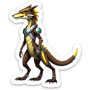 Full body Edgy Anthro Futuristic Mechanical Sergal-raptor-vernid sticker
