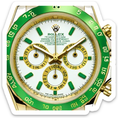 Rolex gold Daytona watch with green bezel sticker