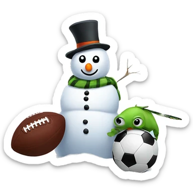 Snowman smothering a football with dragonfly sticker