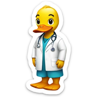 Plastic duck wearing a doctor outfit sticker