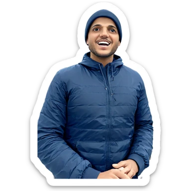 male outdoors with hat sticker