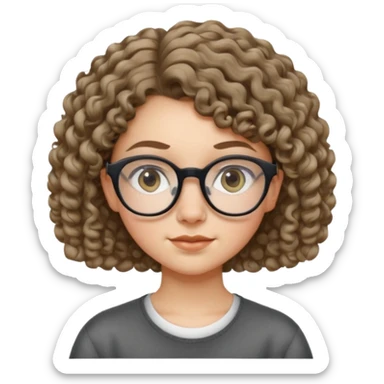 studious 14-year-old white girl with big glasses and short curly hair sticker