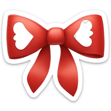 Red bow with white heart sticker