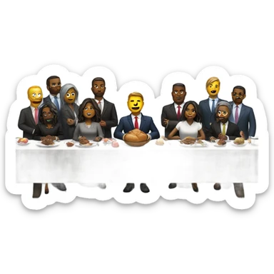the last supper wearing suits in a modern office sticker