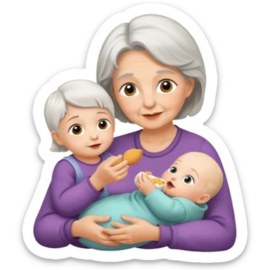Grandmother feeding - 7 month granddaughter sticker