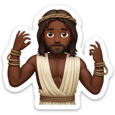 Dark skin Jesus with injuries ropes around his wrist sticker