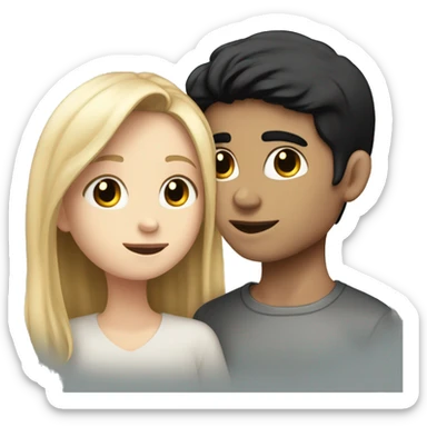 Intimate moment between a whitetan girl with black hair and a fair skinned boy w black hair  sticker