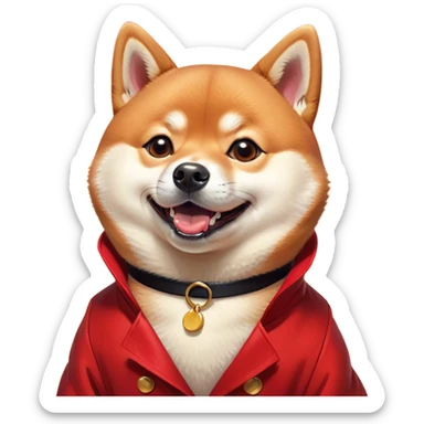 Cinematic Comical Shiba Inu Portrait Emoji, Head tilted dramatically with an exaggeratedly amused or surprised expression, featuring a striking red coat with a creamy underbelly, wide, expressive brown eyes filled with exaggerated disbelief, Simplified yet hilariously expressive features, highly detailed, glowing with a slightly sassy glow, high shine, dramatic yet playful, stylized with an air of cheeky defiance, bright and endearing, soft glowing outline, capturing the essence of a spirited and over-the-top companion, so meme-worthy it feels like it could side-eye its way into internet fame instantly! sticker