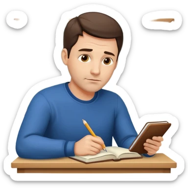 A handsome man in his 40s studying hard sticker