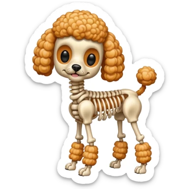 Poodle apricot skeleton sticker