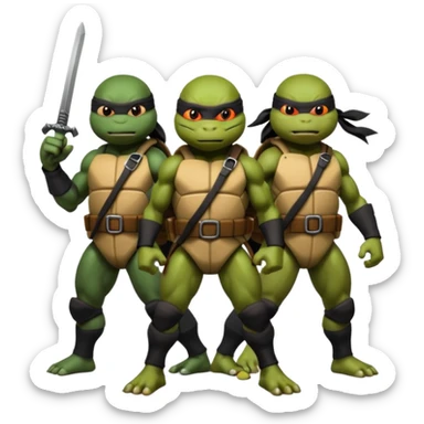 Teenage Mutant Ninja Turtles dressed in black ninja attire sticker