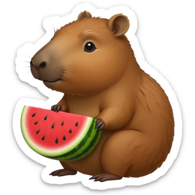 Capybara with watermelon and cute sticker