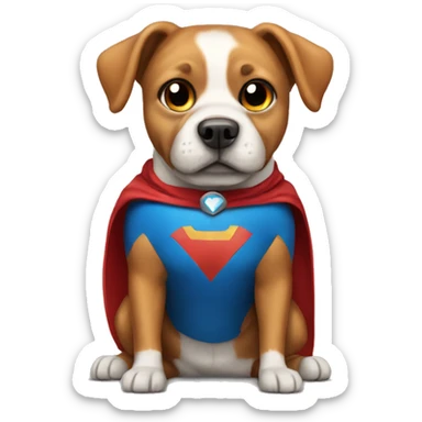 Dog wearing a superhero costume sticker