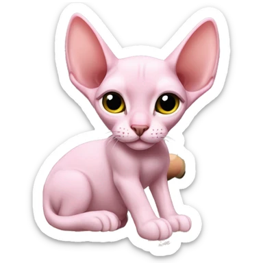 Pink sphinx cat uses new airpods sticker