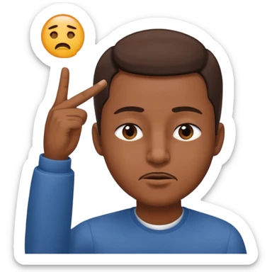 Emoji de hombre haciendo silencio y señalandose la cabeza con los ojos cerrados sticker