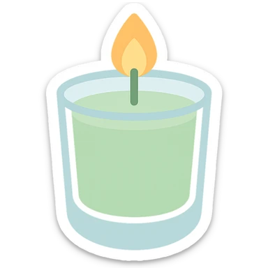 pale green candle in a glass cup sticker