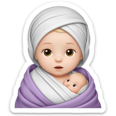 newborn white baby girl in a swaddle sticker