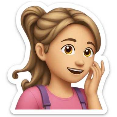 Girl catching ear sticker