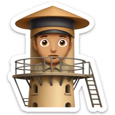 Man looking out of watchtower sticker