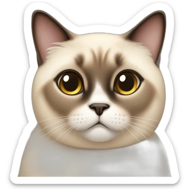 chubby siamese cat with strabismus sticker