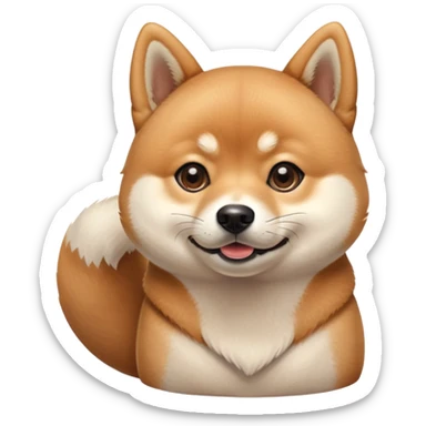 cute Shiba Inu dog with a playful, side-eye expression and a tilted head. The dog has light brown fur, big round eyes, and a soft smirk sticker