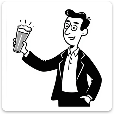 Nigel Farage sipping a pint of lager, hand drawn doodle style sticker