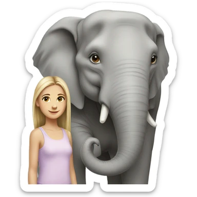 a caucasian girl and an elephant sticker