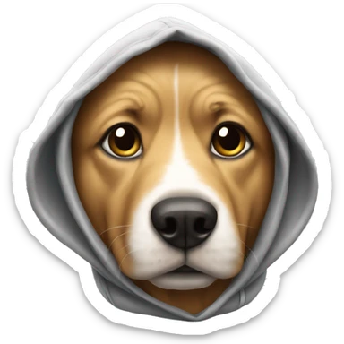 Dog wearing a hood sticker