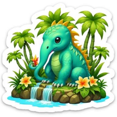 Epic exotic lush complex detailed aesthetic-scenic-Fakémon-creature sticker