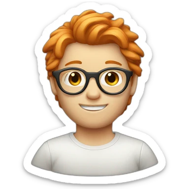 a ginger boy with a mullet and round glasses sticker