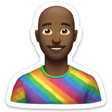 dude wearing rainbow shirt sticker
