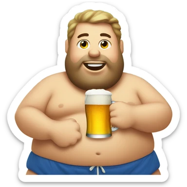 Fat guy drinking a beer on the beach  sticker