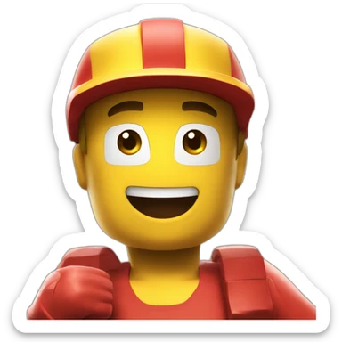 yellow roblox character with red shirt and red visor giving thumbs up sticker