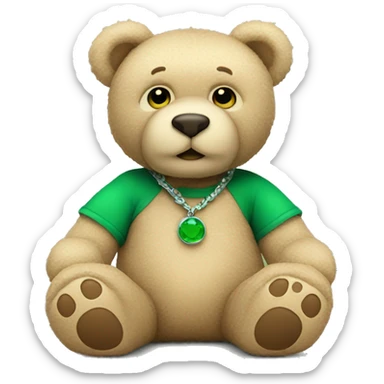 teddy bear with green bracelet sticker