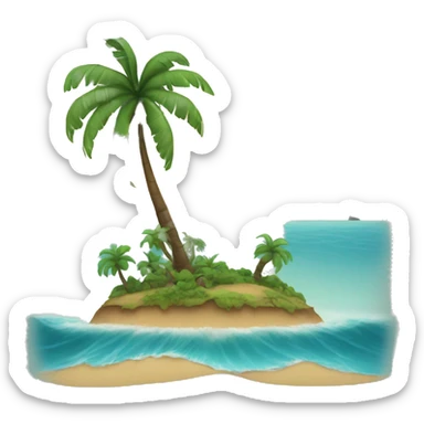 Hawaiian island with palm tree and ocean sticker