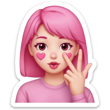 an uwu kissy face with a finger heart emoji sticker