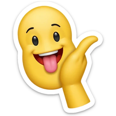 Emoji with its tongue out and hands to the side sticker