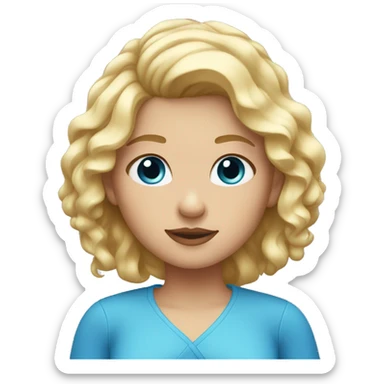 Girl with blonde hair and blue eyes shoulder shrug sticker