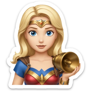 Blonde blue eyes Wonder Woman holding bell  sticker