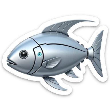 the flat side view of a robotic fictional fish sticker