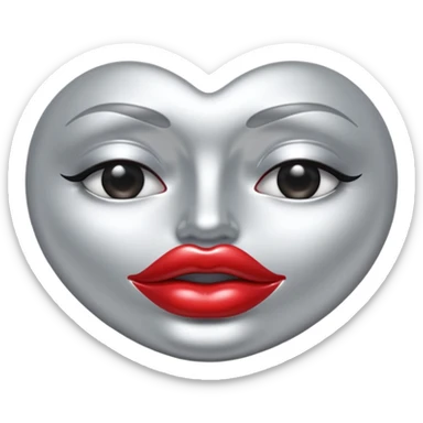 A seductive pair of slightly parted lips emoji made of liquid silver chrome, smooth glossy metallic surface, soft sensual curves, subtle reflections, luxury sexy aesthetic, minimal iOS emoji style, centered composition, clean white background, soft studio lighting, no text sticker