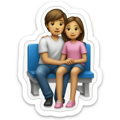 Une fille assises sur un garçon  sticker