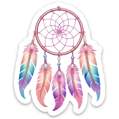 Iridescent pastel pink gradients dreamcatcher sticker