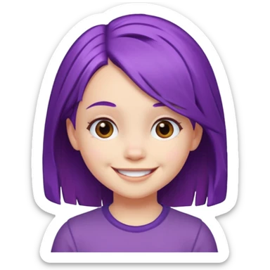A 5-year-old girl with purple hair sticker