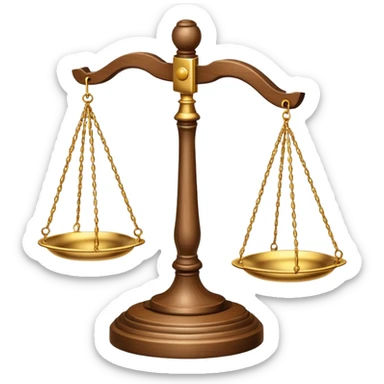 Scales of justice balanced with gavel sticker