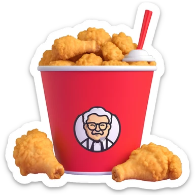 KFC bucket of fried chicken with a soda cup next to it sticker