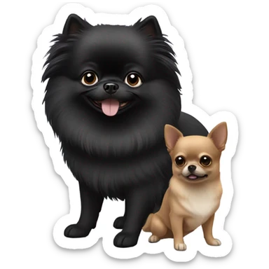 black Pomeranian 2 chihuahuas sticker