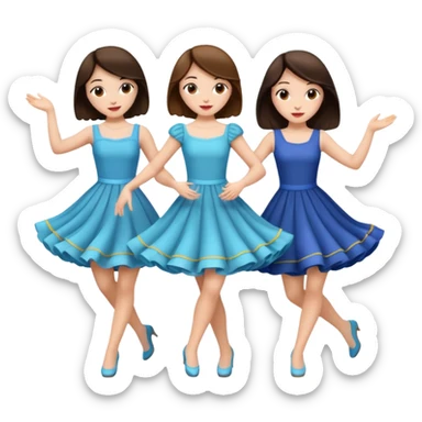 Triplets dancing all brunette sticker