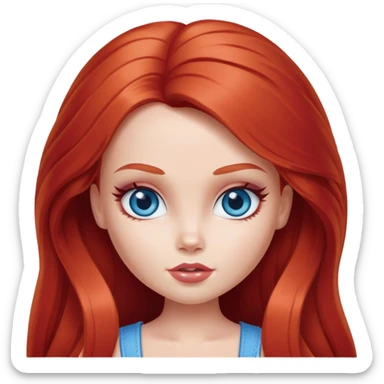 pretty bratz girl, res long hair, blue eyes, white skin sticker